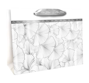 Metrex duża torebka prezentowa 002 Premium Horizontal-3 biało-srebrna