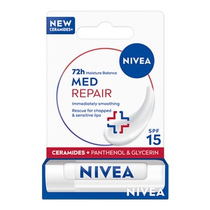 NIVEA MED REPAIR SPF15 ochronny balsam do ust z ceramidami, pantenolem i gliceryną 4,8 g