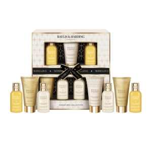 Baylis & Harding Sweet Mandarin & Grapefruit zestaw prezentowy pianka do kąpieli 100 ml + płyn do mycia ciała 100 ml + żel pod prysznic 100 ml + kremowa pianka do kąpieli 100 ml + balsam 50 ml + krem do rąk 50 ml + peeling 50 ml