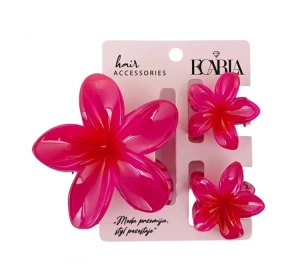 eCarla zestaw trzech spinek do włosów hawajskie kwiaty SP389 Fuchsia Ombre