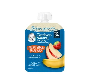 Gerber Natural mus w tubce po 6 miesiącu Jabłko Banan Truskawka 80 g