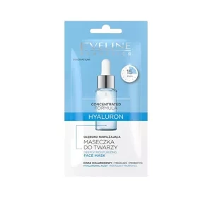 Eveline Cosmetics Concentrated Formula Hyaluron głęboko nawilżająca maseczka do twarzy 8 ml