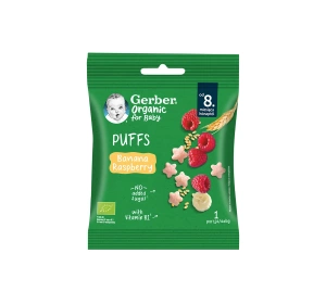 Gerber Organic chrupki pszenne po 8 miesiącu Banan-Malina 7 g