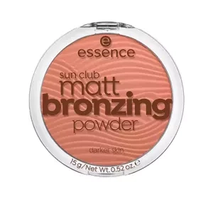 Essence Sun Club wegański matowy puder brązujący Darker Skin 15 g