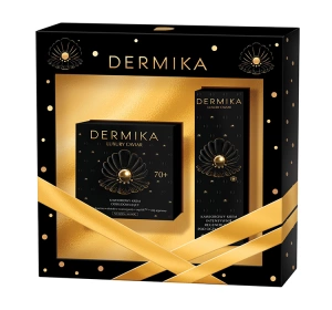 Dermika Luxury Caviar zestaw prezentowy krem odbudowujący 70+ 50 ml + krem pod oczy i na powieki 15 ml