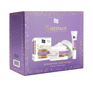 AA 5Repair Intensywne Odżywienie zestaw prezentowy regenerujących kosmetyków do pielęgnacji twarzy 70+ krem do twarzy na dzień i na noc 50 ml + krem pod oczy 15 ml