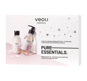 Veoli Botanica Pure Essentials zestaw prezentowy do codziennej pielęgnacji  żel do mycia twarzy Clean Me Up 190 ml + mleczny tonik Build Me Up 150 ml