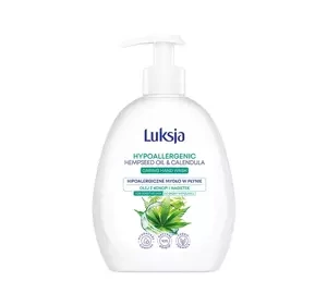 LUKSJA SILK CARE HIPOALERHICZNE MYDŁO W PŁYNIE DO RĄK I CIAŁA OLEJ Z KONOPI I NAGIETEK 250ML