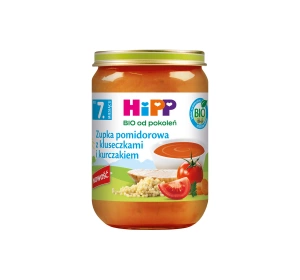 HIPP Bio obiadek w słoiczku Zupka pomidorowa z kluseczkami i kurczakiem po 7 miesiącu 190 g