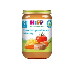 HIPP Bio obiadek w słoiczku Kluseczki z pomidorami i cielęciną po 9 miesiącu 220 g