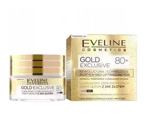 Eveline Gold Exclusive odbudowujący krem-serum z 24K złotem 80+ 50ml
