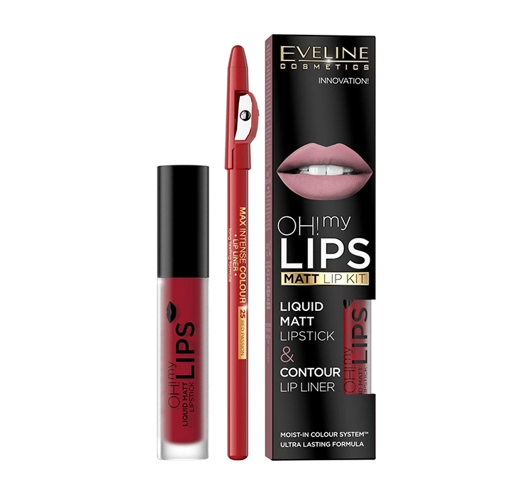 Eveline Oh My Lips pomadka w płynie i konturówka 17 Flamenco Red