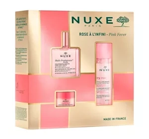 Nuxe Pink Fever zestaw kosmetyków wielofunkcyjny olejek 50 ml + woda micelarna 100 ml + balsam do ust 15 g