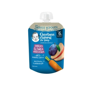 Gerber Natural mus w tubce po 6 miesiącu Jabłko Śliwka Marchewka 80 g