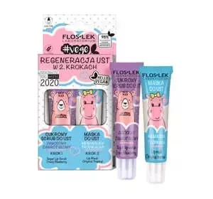 Floslek Lip Care Regeneracja zestaw do pielęgnacji ust cukrowy scrub jagodowy i maska tropikalna 2 x 14 g