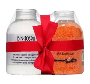 BINGOSPA zestaw kawior do kąpieli Kolagen 380 g + sól antycellulitowa Kofeina Cynanom 600 g