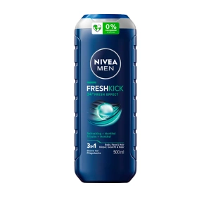 NIVEA MEN Fresh Kick chłodzący żel pod prysznic do twarzy ciała i włosów 500 ml