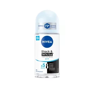 NIVEA Black&White Invisible Pure antyperspirant roll-on dla kobiet 50 ml