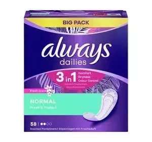 Always Dailies Fresh&Protect wkładki higieniczne Normal Fresh Scent 58 sztuk
