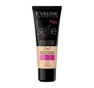 Eveline Cosmetics Selfie Time kryjąco-nawilżający podkład i korektor 01 Porcelain 30 ml
