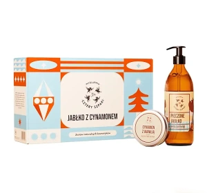 Mydlarnia Cztery Szpaki zestaw prezentowy kosmetyków naturalnych Jabłko z Cynamonem mydło w płynie Pieczone Jabłko 300 ml + mus do ciała Cynamon z Wanilią 150 ml