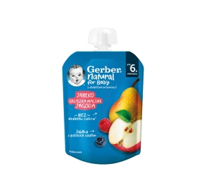 Gerber Natural mus w tubce po 6 miesiącu Jabłko Gruszka Malina Jagoda 80 g