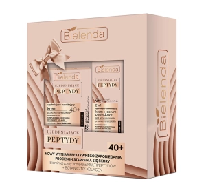 Bielenda Ujędrniające Peptydy zestaw prezentowy przeciwzmarszczkowy krem na dzień i na noc 40+ 50 ml + rozświetlający krem pod oczy i na powieki 15 ml