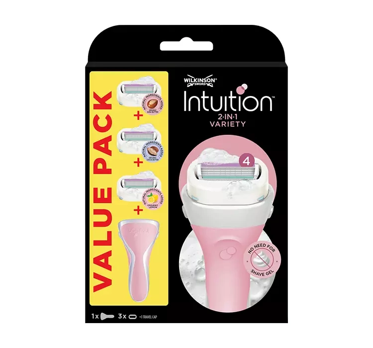 Wilkinson Sword Intuition Variety Edition maszynka do golenia dla kobiet rączka+ 3 wkłady