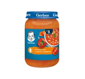 Gerber obiadek po 8 miesiącu Zupka pomidorowa z ryżem i indykiem 190g