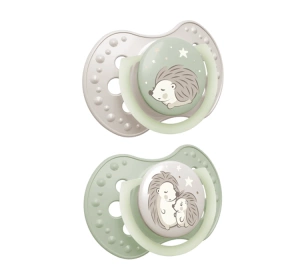 Lovi Night & Day smoczek silikonowy dynamiczny 0-6 miesięcy Hedgehog 2 sztuki
