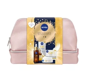 NIVEA Q10 Elegance zestaw krem na dzień SPF15 + serum + kosmetyczka