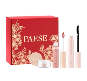 Paese Nature Look Set zestaw błyszczyk do ust Cotton Delight 03 + tusz do rzęs Cheeky + sypki puder jęczmienny
