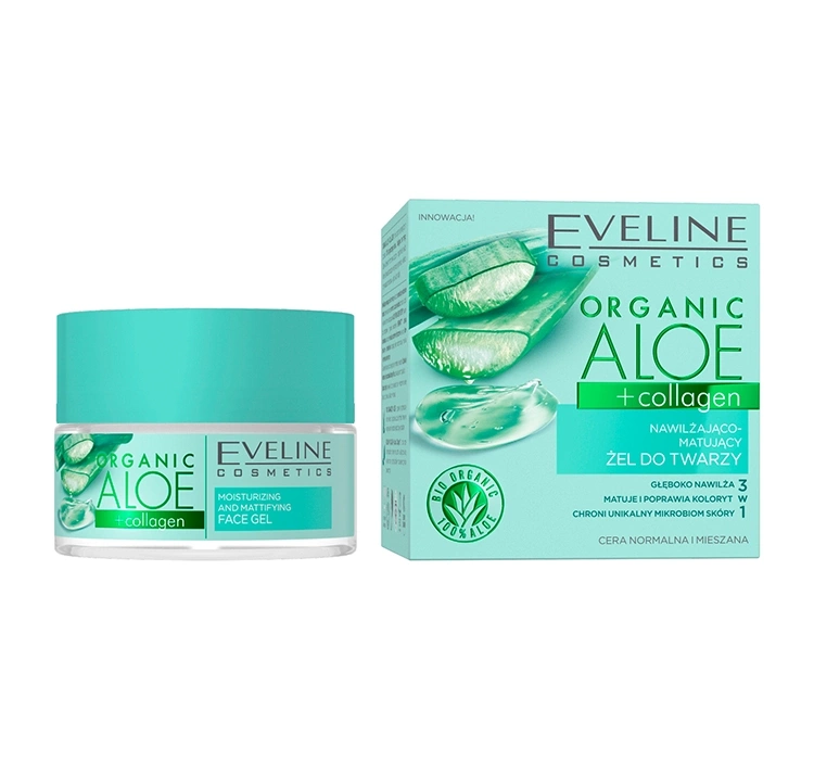 Eveline Organic Aloe + Collagen nawilżająco-matujący żel do twarzy 50ml