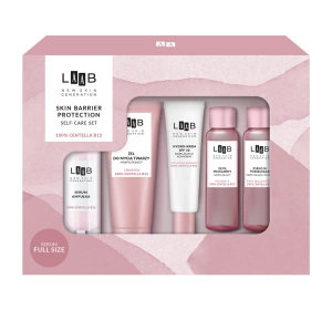 AA LAAB 100% Centella B12 zestaw prezentowy nawilżających kosmetyków do pielęgnacji twarzy płyn micelarny 33 ml + żel do mycia twarzy 30 ml + esencja 33 ml + serum 30 ml + krem 10 ml