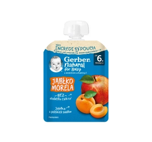 Gerber Natural mus w tubce po 6 miesiącu Jabłko Morela 80 g