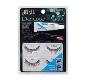 Ardell Deluxe Pack zestaw 2 pary sztucznych rzęs 110 Black + klej + aplikator