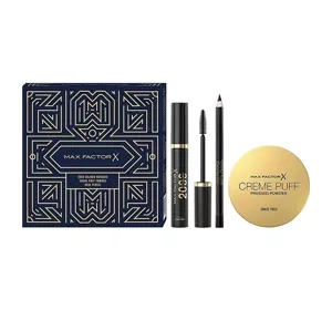 Max Factor Zestaw kosmetyków do makijażu tusz do rzęs 9 ml + kredka do oczu 4 g + puder do twarzy 14 g