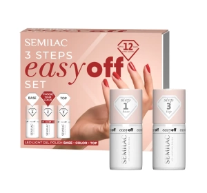 Semilac 3Steps Easy Off Set zestaw hybrydowy baza 7 ml + top 7 ml