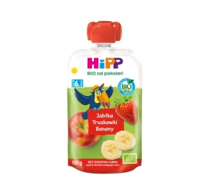 HIPP Bio mus owocowy w tubce Jabłka truskawki banany po 6 miesiącu 100 g