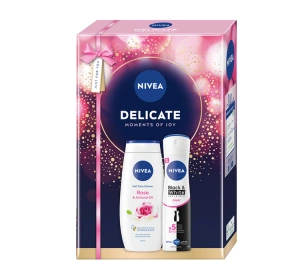 NIVEA Delicate świąteczny zestaw kosmetyków do pielęgnacji ciała żel pod prysznic + antyperspirant w sprayu