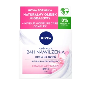 NIVEA 24h Nawilżenia odżywczy krem do twarzy na dzień SPF15 50 ml