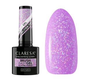 Claresa Brush Easy Gel budujący żel do paznokci w butelce Glitter Violet 5 g
