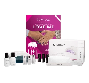 Semilac Love Me zestaw startowy do manicure hybrydowego + lakier 656 Harmony 7 ml + lakier 651 Zen 7 ml + lakier 002 Delicate French 7 ml