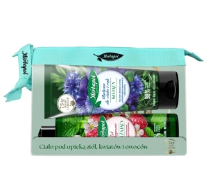 Herbapol zestaw nawilżający żel pod prysznic 400 ml + kojący balsam do ciała 200 ml + kosmetyczka