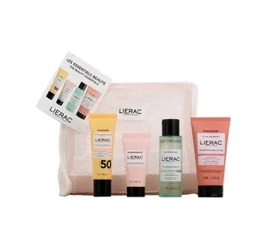 Lierac zestaw podróżny kosmetyków woda micelarna 50 ml + emusja SPF50 25 ml + balsam 50 ml + krem 15 ml + kosmetyczka