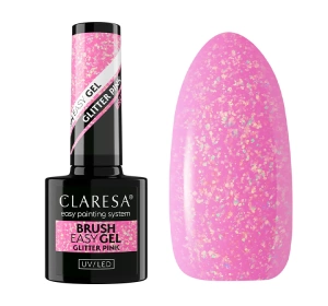 Claresa Brush Easy Gel budujący żel do paznokci w butelce Glitter Pink 5 g