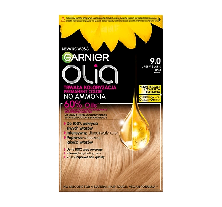GARNIER OLIA TRWAŁA FARBA DO WŁOSÓW BEZ AMONIAKU 9.0 JASNY BLOND