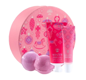 Aurora Lotus Flower zestaw prezentowy balsam do ciała 60 ml + błyszczyk do ust 10 ml + kule musujące do kąpieli 2 x 30 g