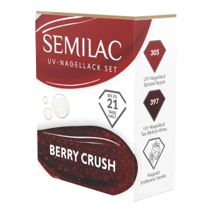 Semilac Berry Crush zestaw hybrydowy 305 Spiced Apple 7 ml + 397 Tea Before Wine 7 ml + oliwka do skórek Truskawka & Wanilia 7 ml