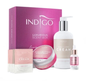 Indigo Home SPA zestaw prezentowy Seventh Heaven shea elixir z keratyną 8 ml + masło shea 70 g + krem do rąk 300 ml